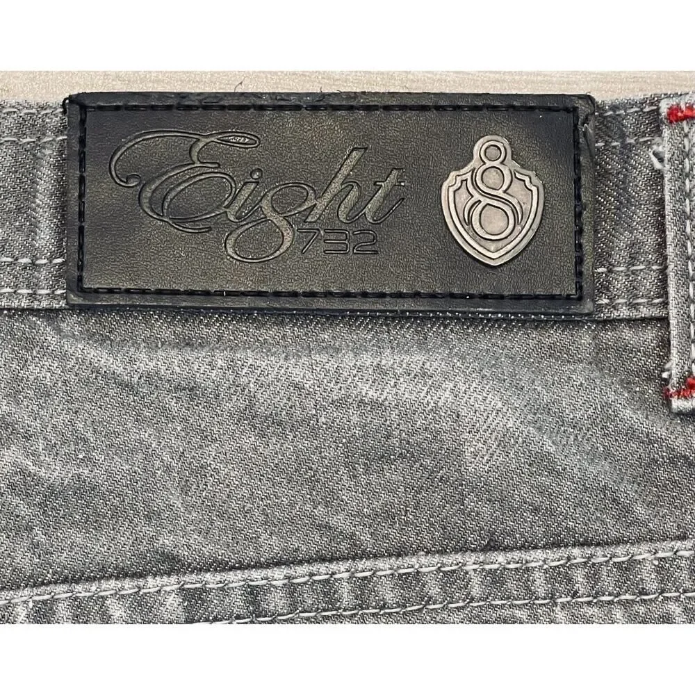 Eight 732 Jeans Mens 46x35 Relaxed Baggy Gray Heavy Denim Urban Streetwear Y2K